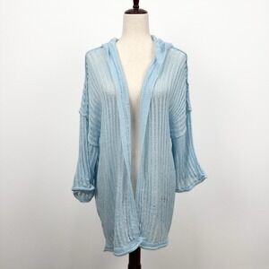 POL Sweater Womens M Light Blue Open Knit Bohemian Fairy Hippie Indie Cozy‎ Fall